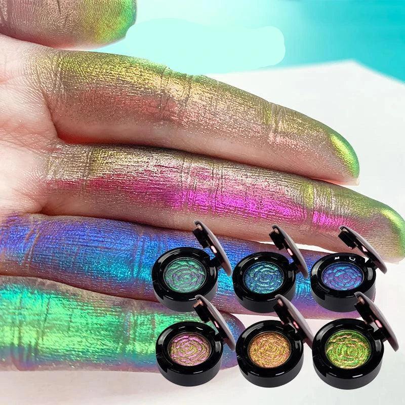 CHAEMACY 6 Colors Glitter Optical Chameleon Powder Eyeshadow Long Lasting Easy to Wear Eye Shadow for Women Makeup Cosmetic The Trendy Boutik