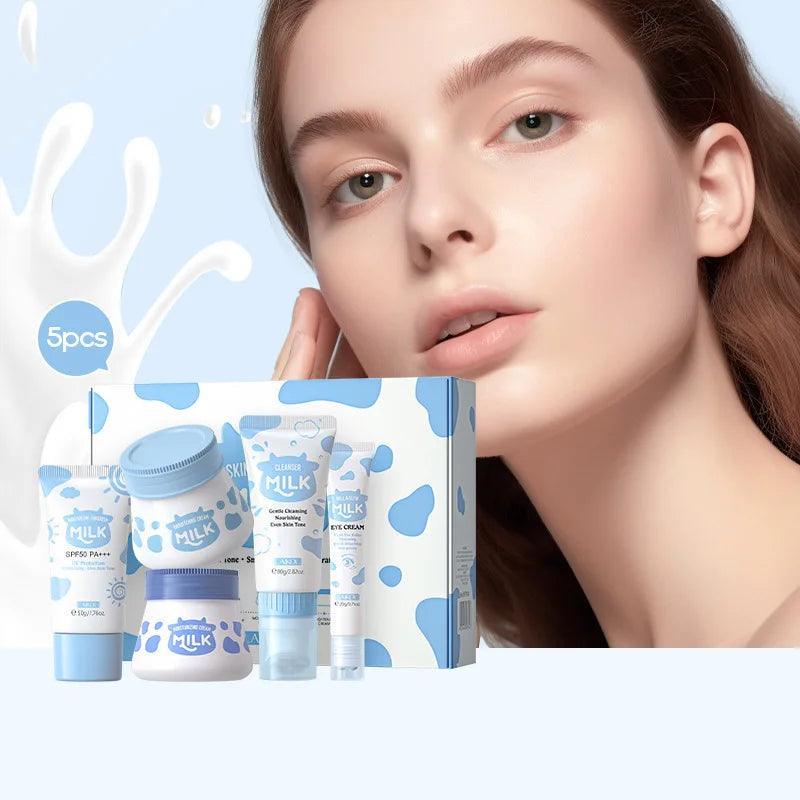 Ensemble de soins hydratants au lait - 5 pièces essentielles pour une peau parfaite - The Trendy Boutik